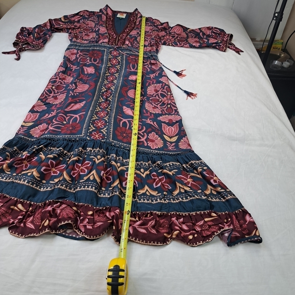 Farm Rio Seashell Tapestry Printed 3/4-Sleeve Maxi Dress Size XS - Picture 13 of 14
